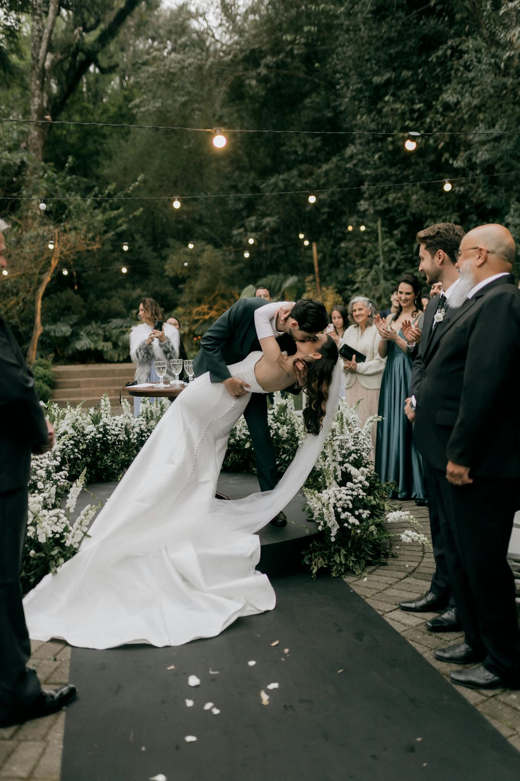 First kiss dip after the ceremony